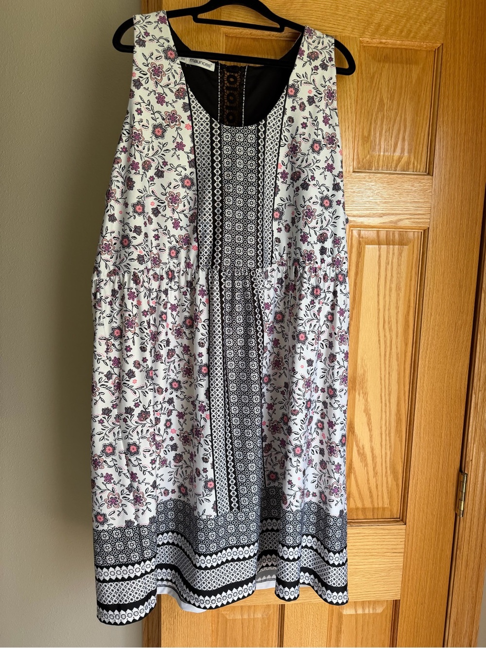 Floral Border Print Sleeveless Sundress Maurices Plus Size 3X Geometric Boho